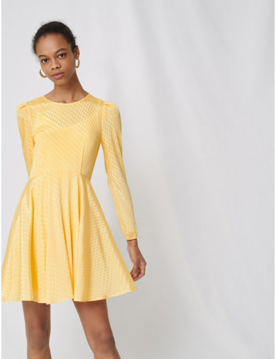 Robe patineuse en jacquard jaune
