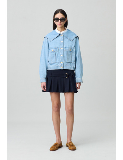 Veste jean denim col large