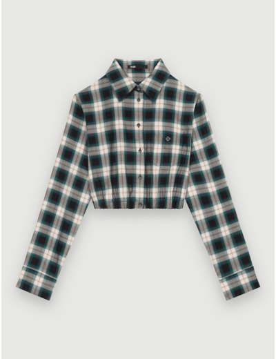 Chemise cropped en coton à carreaux