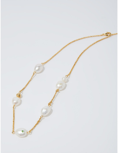 Collier doré chaîne et perles