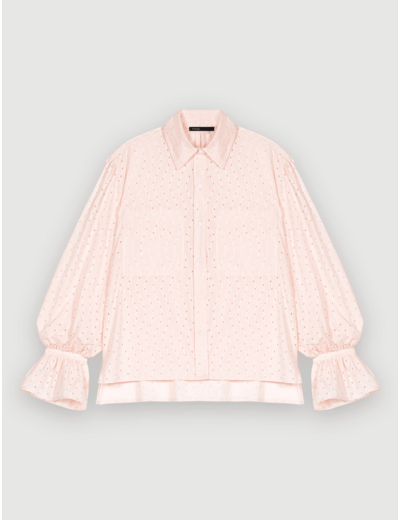 Chemise en broderie anglaise rose