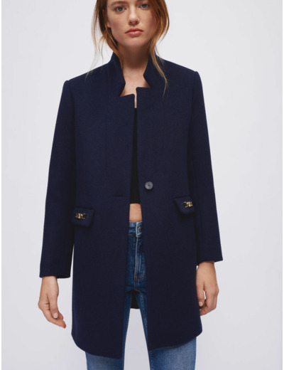 Manteau ajusté à détails mors