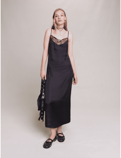 Robe longue satinée
