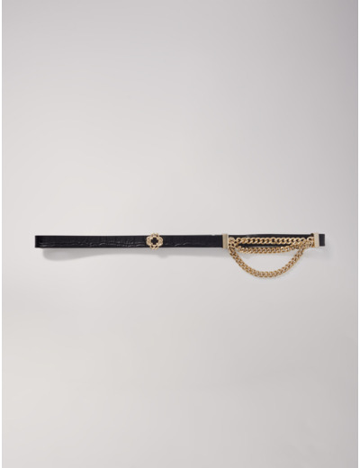 Ceinture Clover en cuir et chaîne