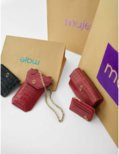 Pochette zippée en cuir embossé