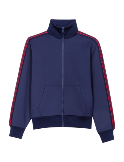 Sweat zippé à bandes