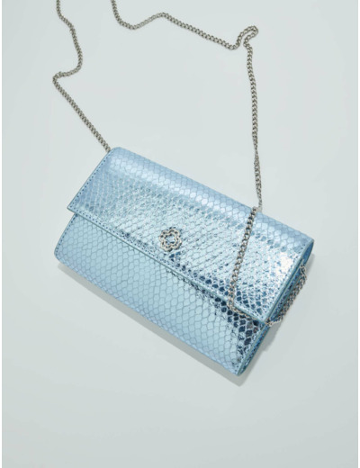 Pochette en cuir effet python