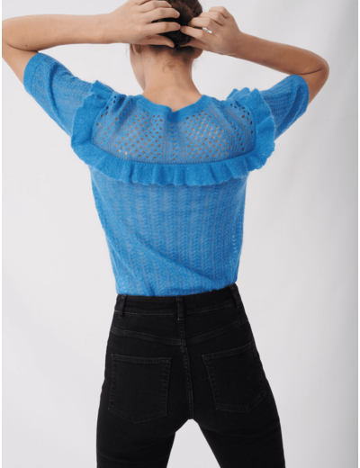 Pull en maille façon dentelle à volants