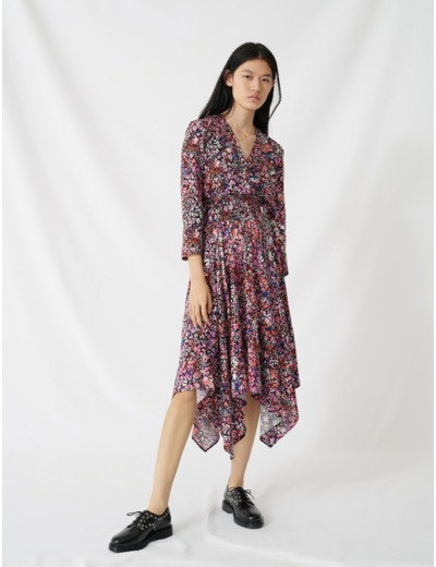 Robe à fleurs à coupe cache-cœur