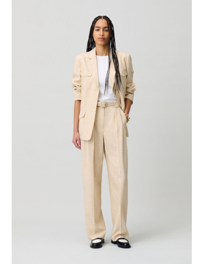 Pantalon large taille haute