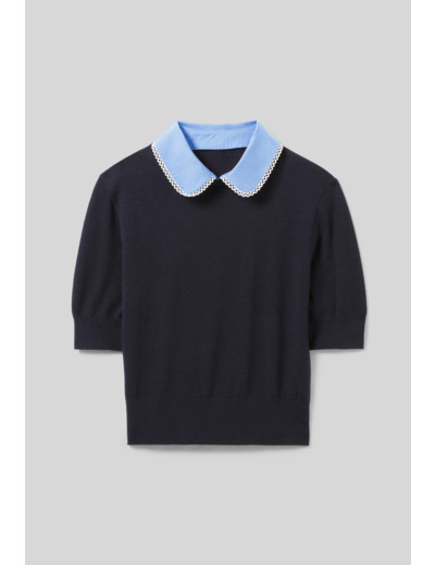 Top maille fine col