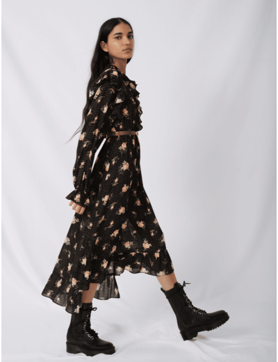 Robe à volants en jacquard imprimé