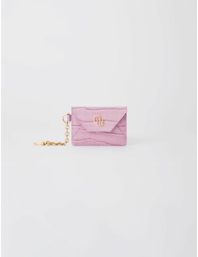 Pochette en cuir embossé croco