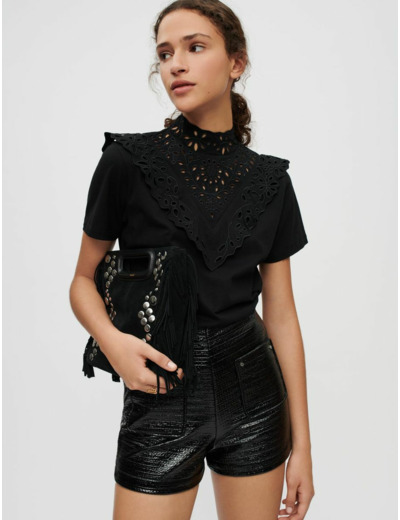 Tee-shirt à broderies et volants