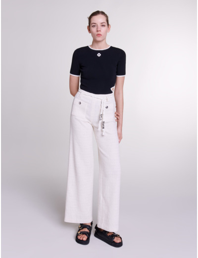 Pantalon en tweed à fils métalisés