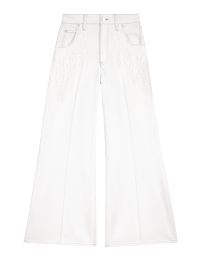 Jean large taille haute brodé