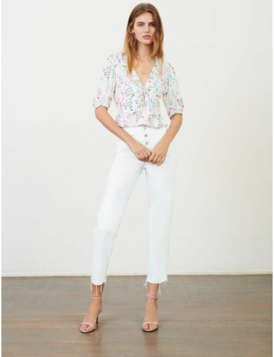 Top en jacquard imprimé noué