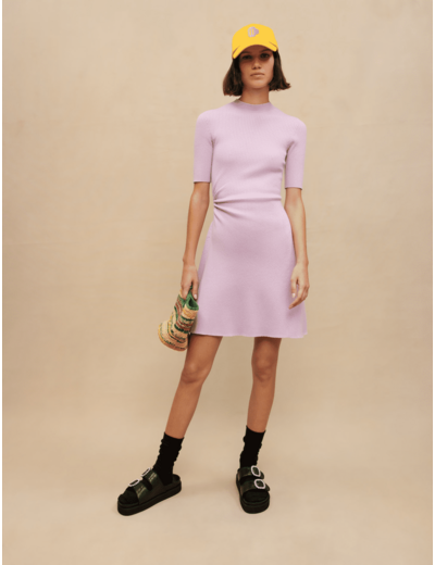 Robe en maille ajourée parme