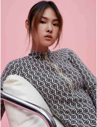 Robe en maille jacquard Clover Maje