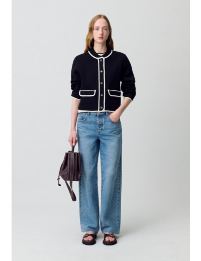 Cardigan épais bicolore