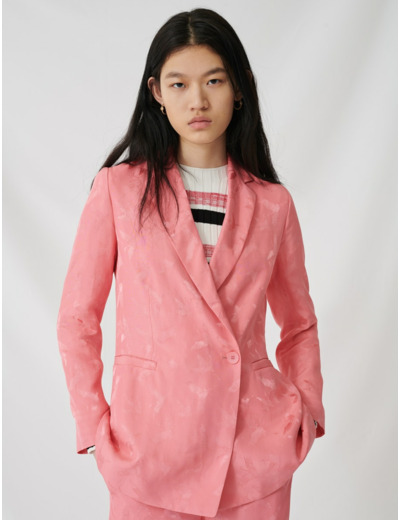 Veste croisée en jacquard satiné