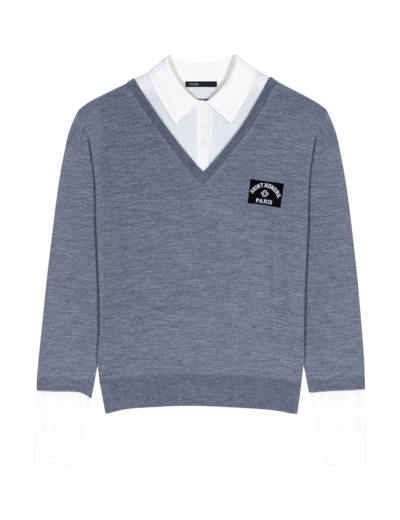 Pull trompe l'œil laine mélangée