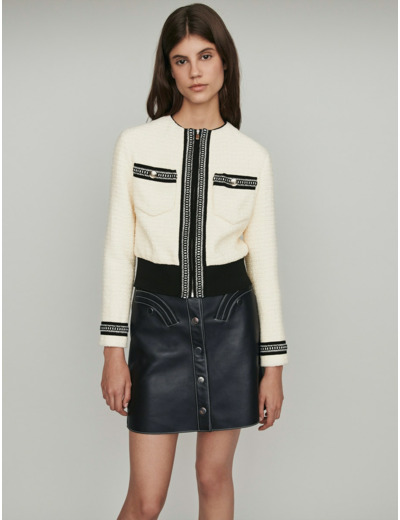 Blouson zippé contrasté façon tweed
