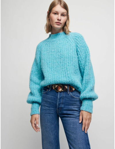Pull col montant en mix laine et alpaga