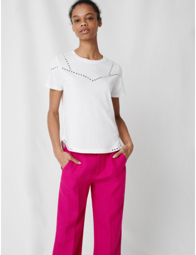 T-shirt blanc clouté