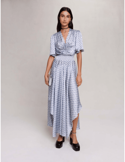 Robe longue asymétrique satinée