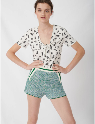 Top en jacquard imprimé décolleté