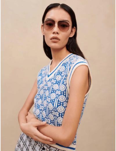Pull sans manches en jacquard
